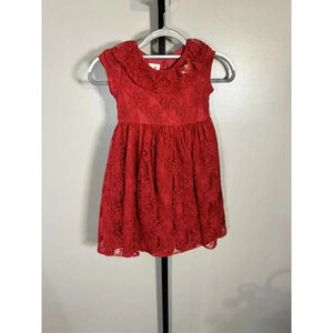 Laura Ashley London Holiday Dress Grils Size 6x Red Lace Christmas
